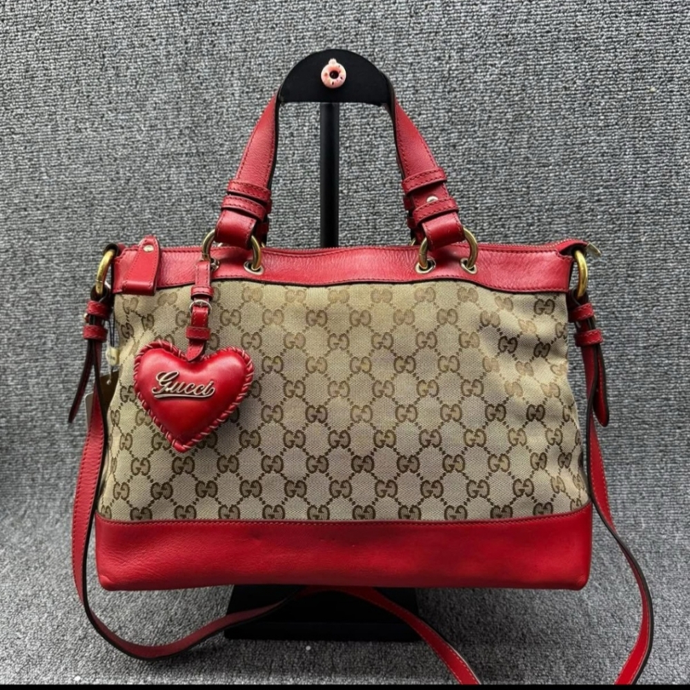 GUCCI Monogram Valentine Bag Red Rare - Picture 14 of 14